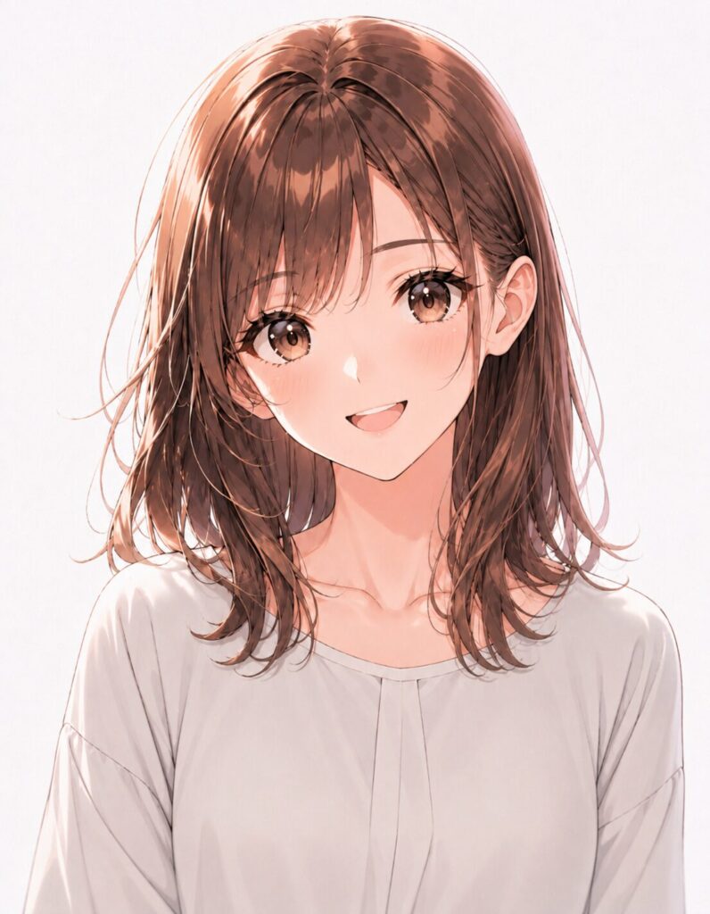 hair tucked behind ear