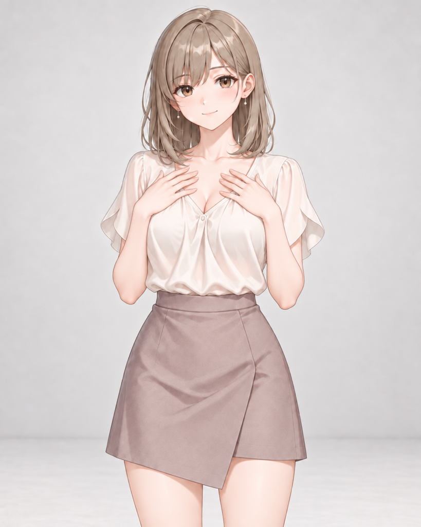 hands on own chest