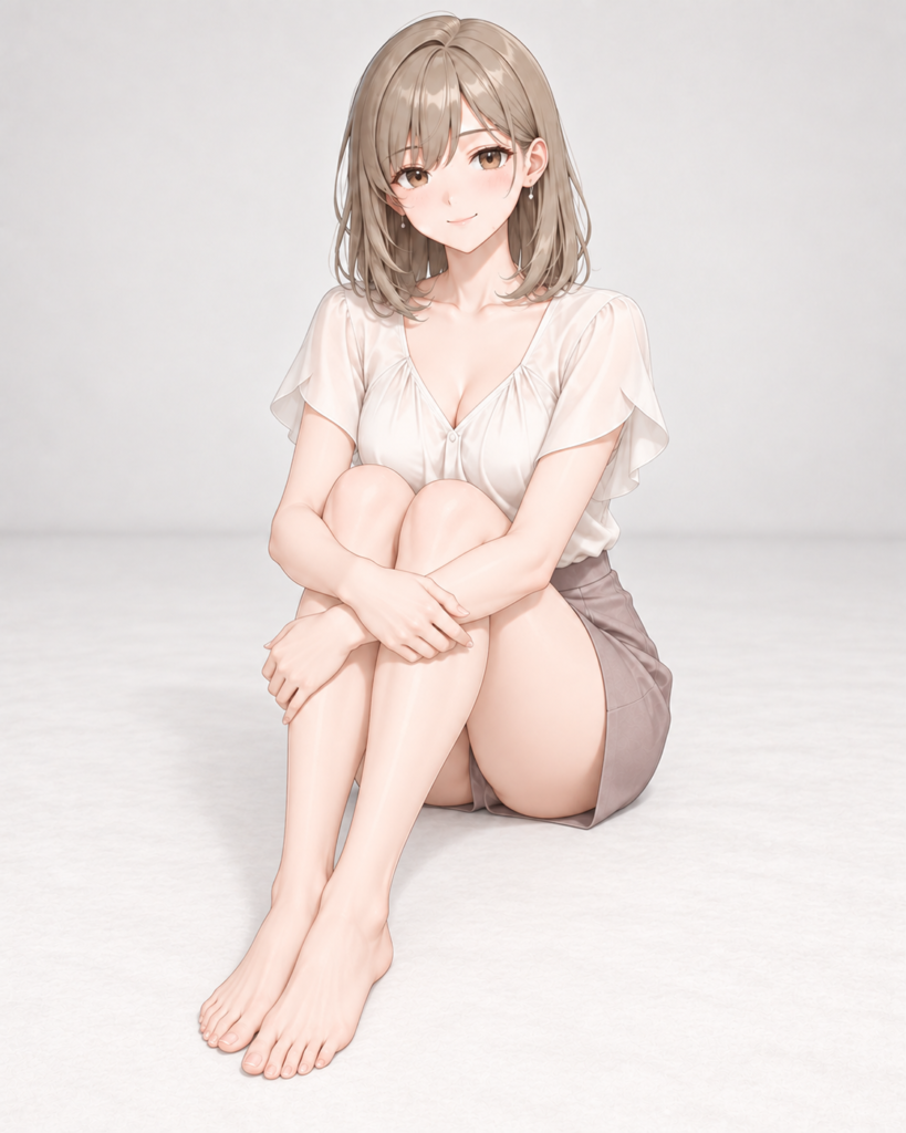 hugging own legs
