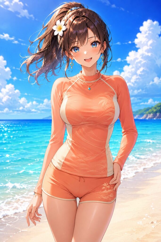 long sleeve rash guard-swim shorts