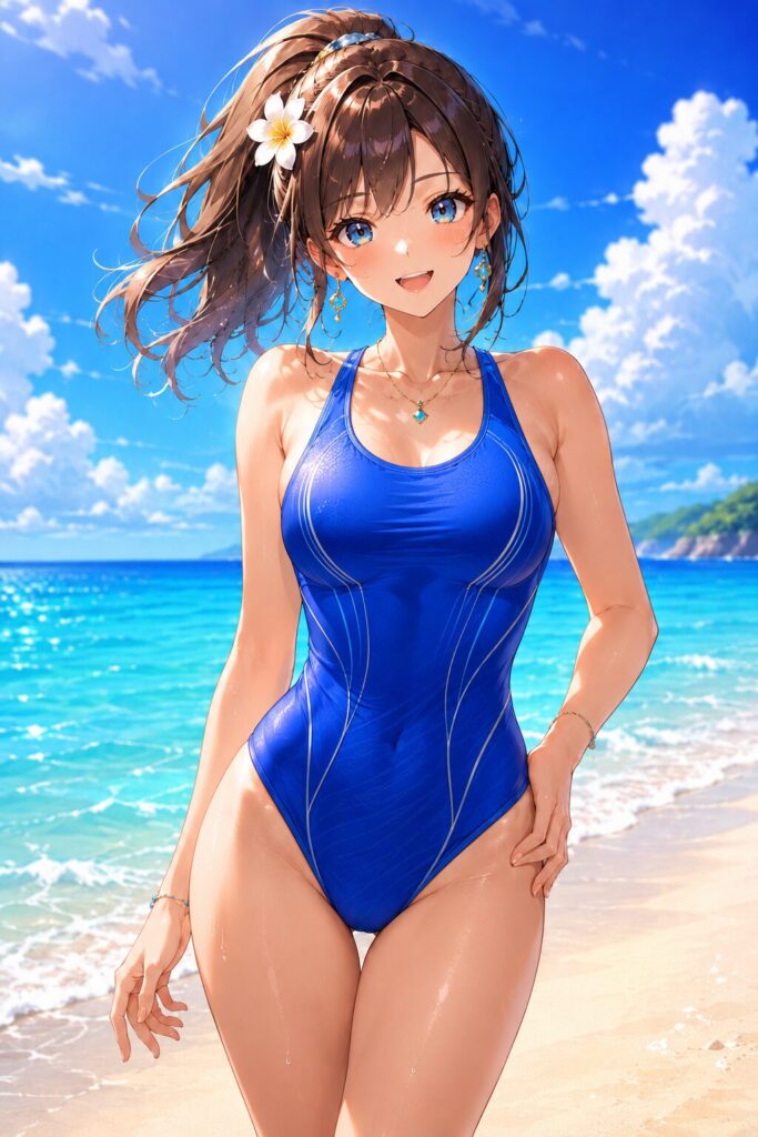 racing-style swimsuit