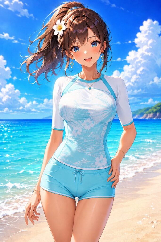 rash guard-swim shorts