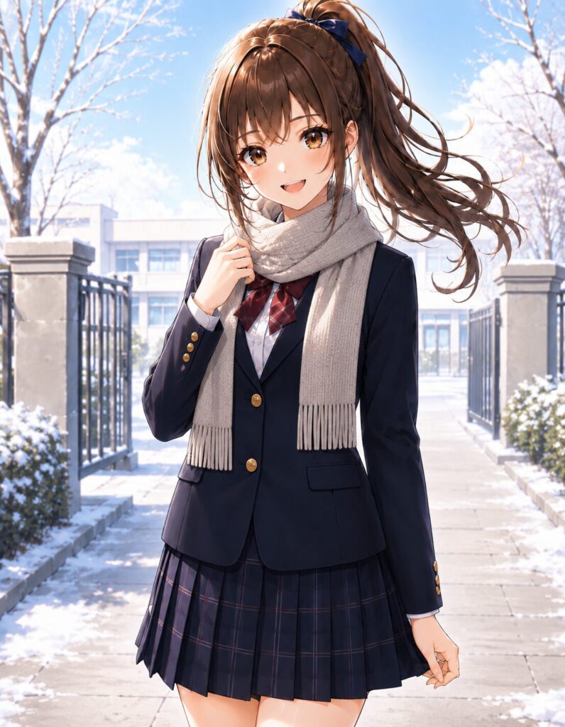 scarf with school uniform