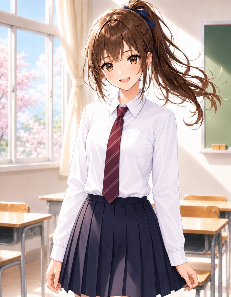 school uniform with necktie