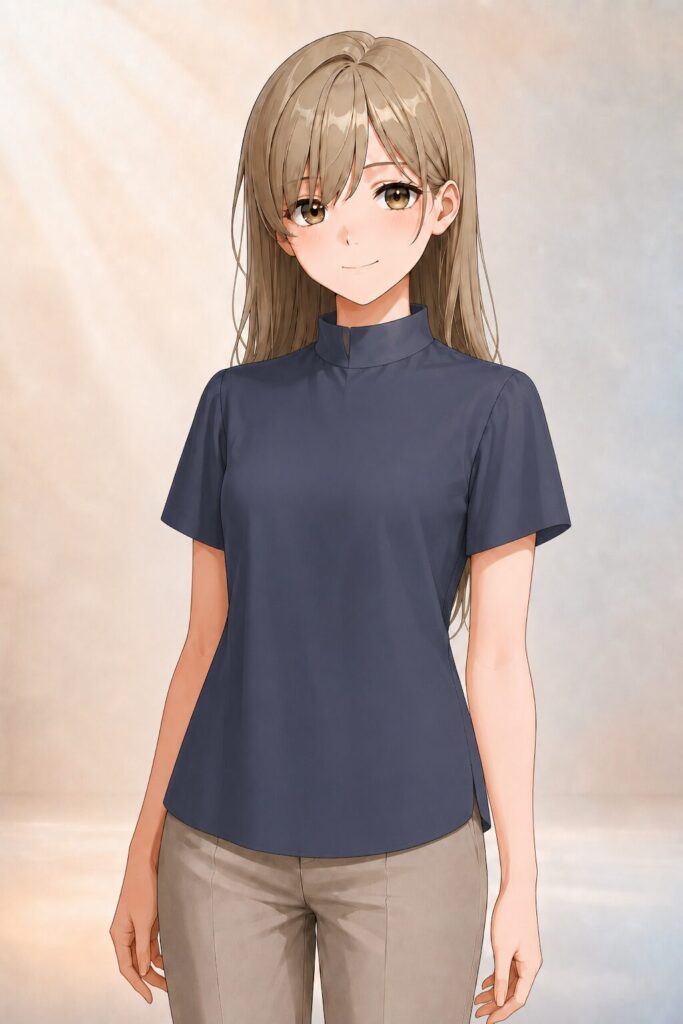 high-neck blouse