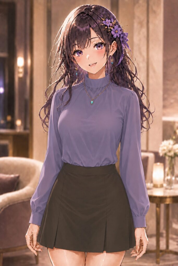 high-neck blouse