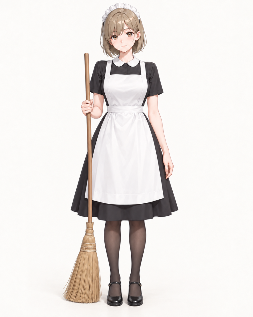 holding broom