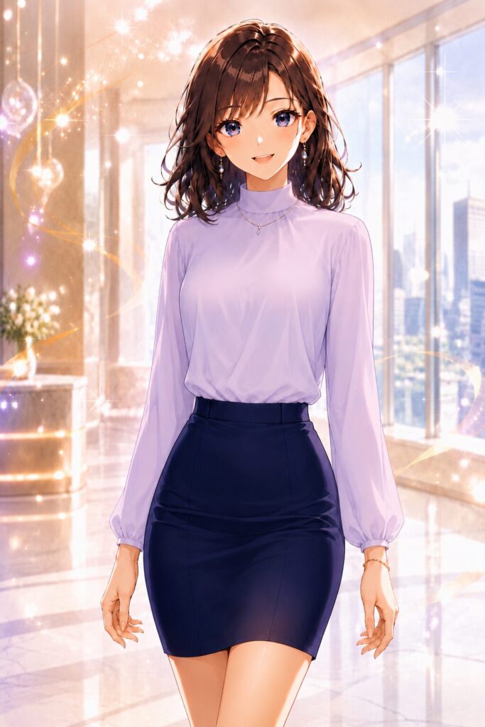 high-neck blouse