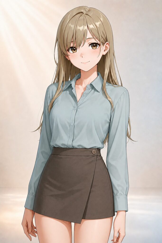 shirt tucked into skirt