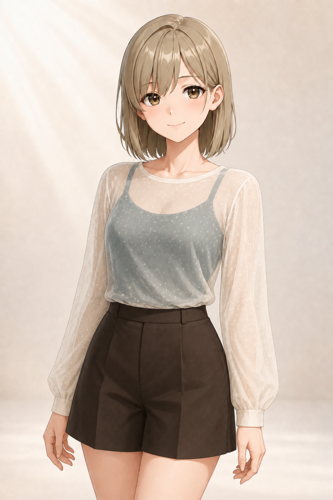 camisole under sheer blouse