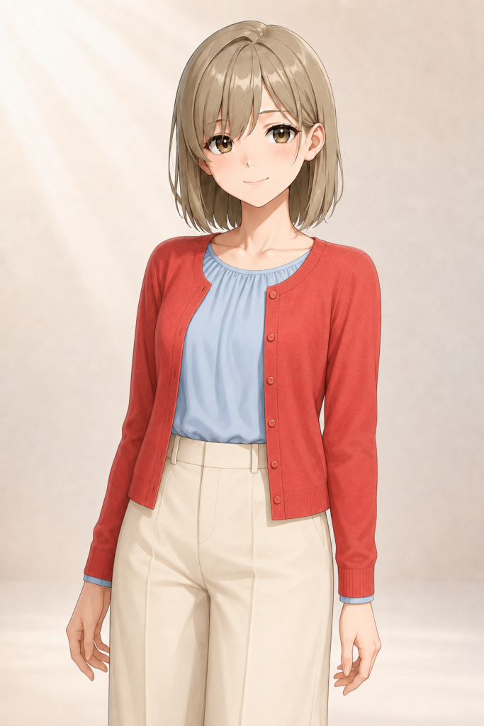 cardigan over blouse