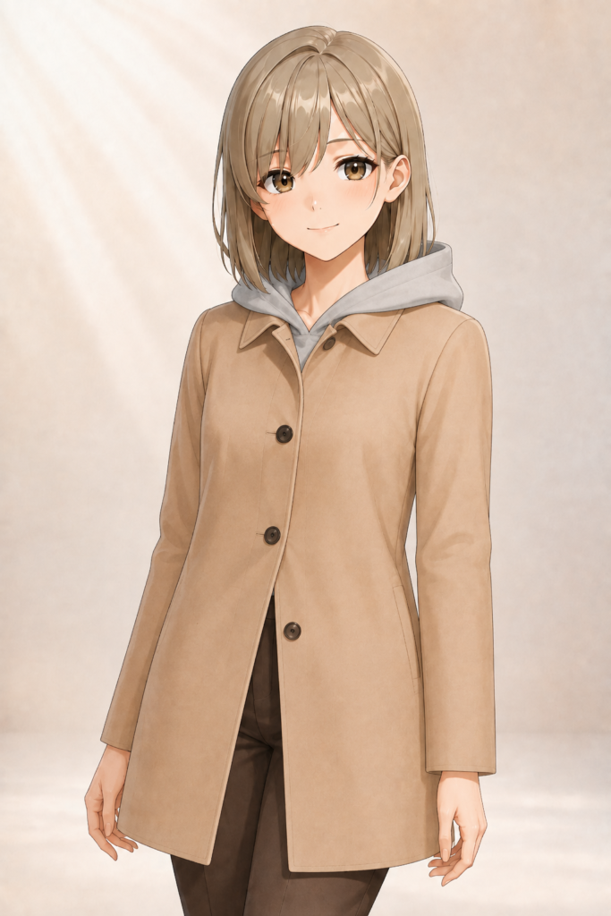 hoodie hood visible over coat collar