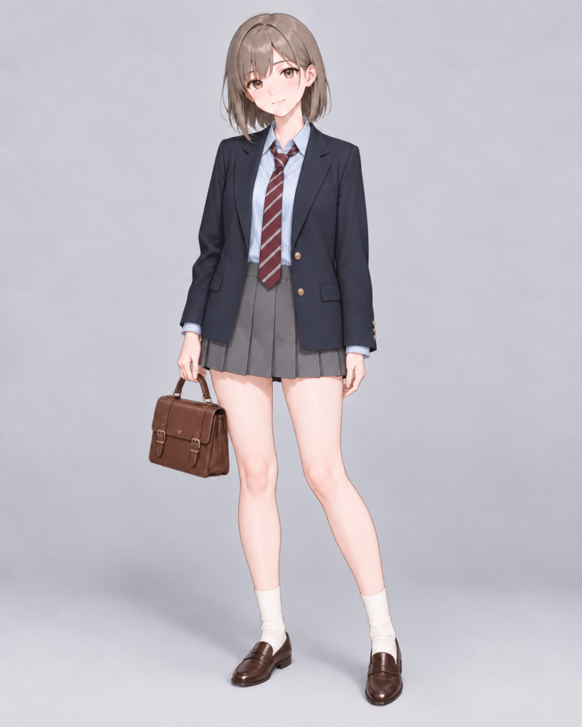 ネイビーブレザー × プリーツスカート-2