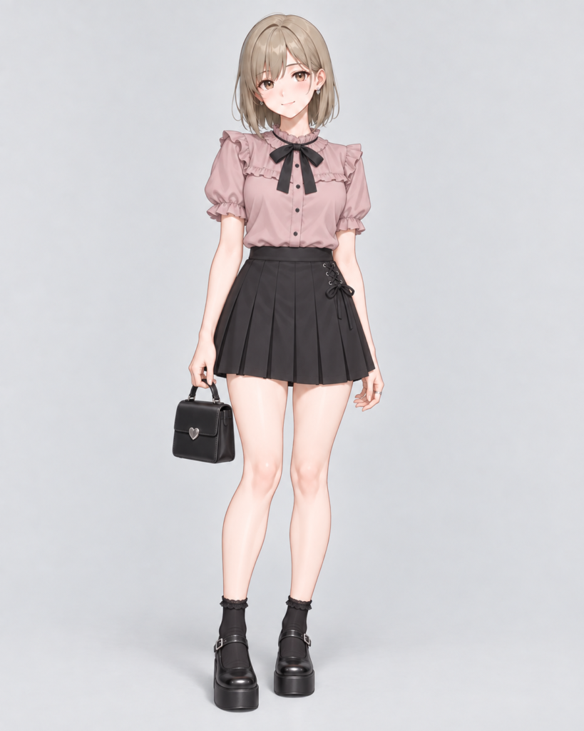リボンブラウス × プリーツミニスカート-1