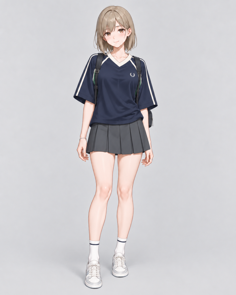 ユニフォームトップス × プリーツミニスカート-1
