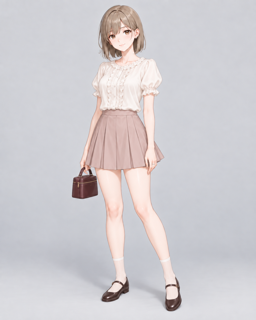フリルブラウス × プリーツミニスカート-1