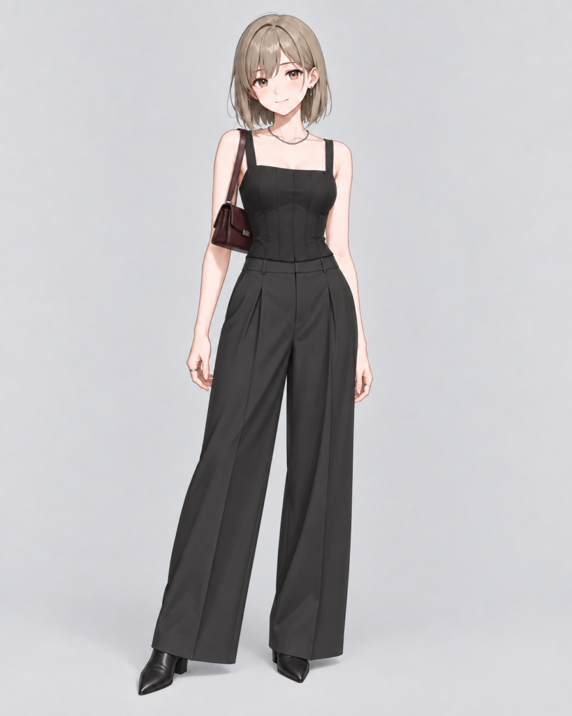コルセットトップ × ワイドパンツ-1