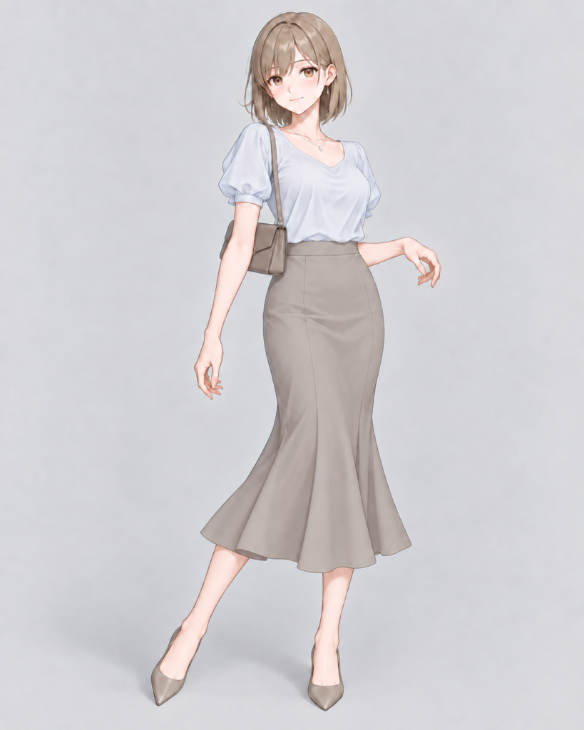 パフスリーブブラウス × マーメイドスカート-2