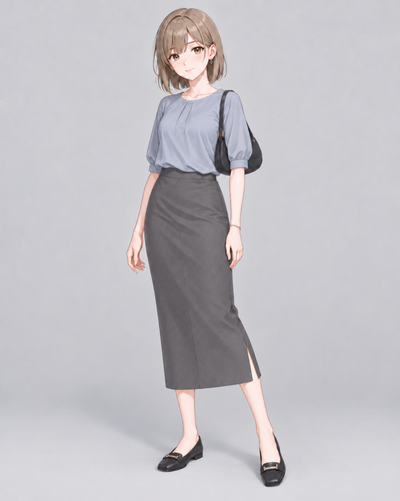 とろみブラウス × ナロースカート-2