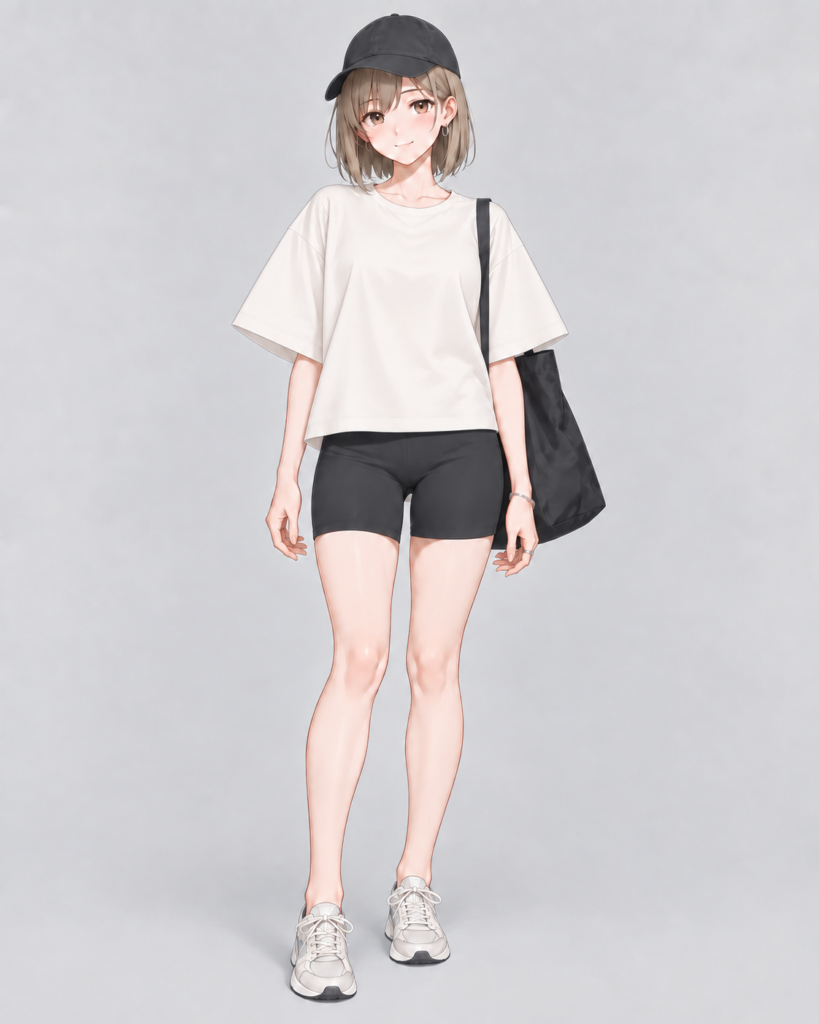 オーバーサイズTシャツ × バイカーショーツ-2